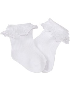 Baby Nellys Bavlněné ponožky s krajkovým volánkem Baby Nellys, bílé, vel. 68/80