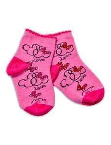 Baby Nellys Baby Nellys Bavlněné ponožky Minnie Love - tmavě růžové, vel. 122/128