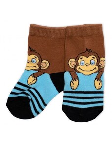 BN Dětské bavlněné ponožky Monkey - hnědé/modré