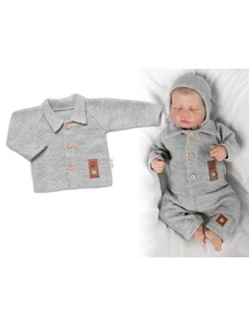 Baby Nellys Pletený svetřík s knoflíčky Boy, Baby Nellys, šedý, vel. 68