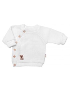 Baby Nellys Dětský pletený svetřík s knoflíčky, zap. bokem, Hand Made Baby Nellys, bíly, vel. 68/74