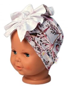 Baby Nellys BABY NELLYS Dětská čelenka Turban Motýlci, růžová, vel. 2 - 3 roky