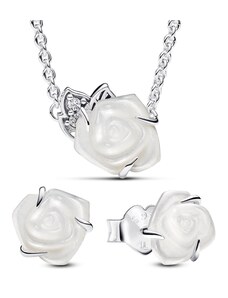 PANDORA set náhrdelník a náušnice White Rose