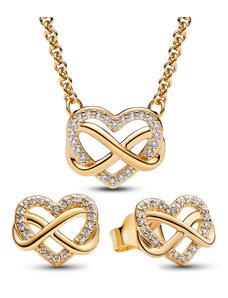 PANDORA set náhrdelník a náušnice Sparkling Infinity Heart