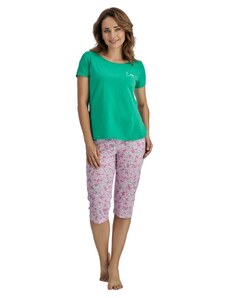 Wadima Dámské pyžamo s krátkým rukávem a 3/4 nohavicemi, 104702 479, zelená