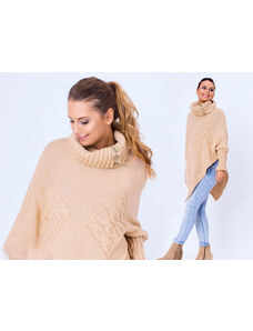 Fashionweek Luxusní pončo svetr s teplým rolákem NOEMI