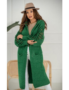 Fashionweek Dlouhý cardigan,pletený kabát se vzorovanými rukávy a kapuci ALEXISII
