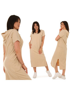 Fashionweek Pohodlné Mikinové bavlněné šaty s kapuci MIDI MF582