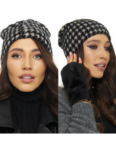 Fashionweek Zimní čepice z pletené kožešiny z alpaky s potiskem KAROL04
