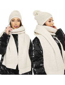 Fashionweek Zimní tlustá teplá dámská vlněná souprava - čepice a dlouhý šátek KARR28