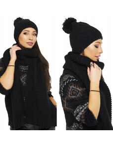 Fashionweek Zimní tlustá teplá dámská vlněná souprava - čepice a dlouhý šátek KARR28