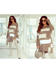 Fashionweek Luxusní volný pletený svetr jako pončo s bočními rozparky pro moletky JK-ZARA