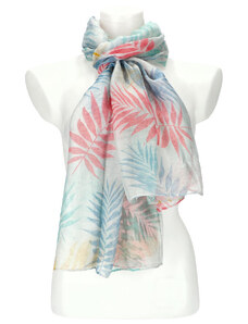 Cashmere Dámský letní barevný šátek v motivu listů 180x73 cm motiv 5