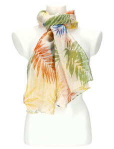 Cashmere Dámský letní barevný šátek v motivu listů 180x73 cm motiv 4
