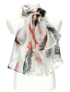 Cashmere Barebag Dámský letní barevný šátek v motivu pírek 188x71 cm černá