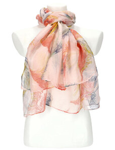 Cashmere Dámský letní barevný šátek v motivu pírek 188x71 cm růžová
