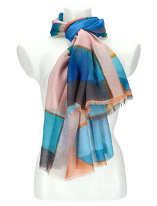 Cashmere Barebag Letní dámský barevný šátek 180x90 cm modrá