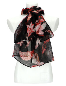 Cashmere Barebag Dámský letní barevný šátek v motivu květů 180x70 cm černá