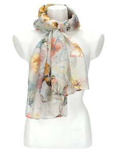 Cashmere Dámský letní barevný šátek v motivu motýlů 173x71 cm šedá