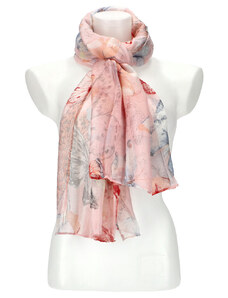 Cashmere Dámský letní barevný šátek v motivu motýlů 173x71 cm růžová