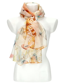 Cashmere Dámský letní barevný šátek v motivu motýlů 173x71 cm béžová