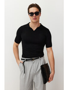 Trendyol FL Black Slim-Narrow Polo Neck Plain Knitwear Polo Neck T-shirt