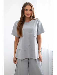 K-Fashion Komplet new punto kalhot + halenky šedý