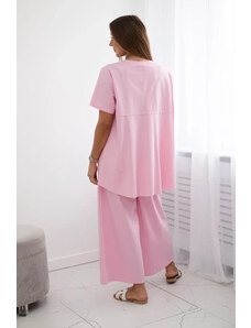 K-Fashion Komplet new punto kalhot + halenky světle růžová