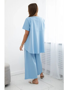 K-Fashion Komplet new punto kalhot + halenky modrý