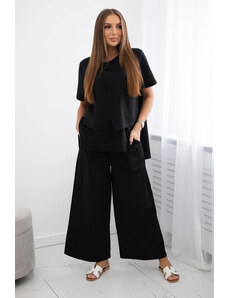 K-Fashion Komplet new punto kalhot + halenky černý