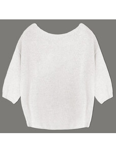MADE IN ITALY Volný svetr v ecru barvě s mašlí na zádech (759ART)