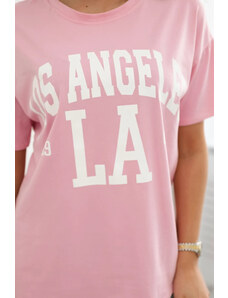 K-Fashion Bavlněná halenka s potiskem LA růžový