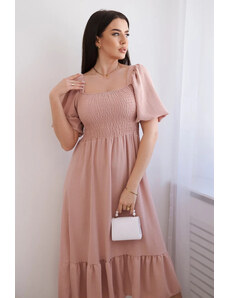 K-Fashion Šaty s mačkavým výstřihem pudrově růžová