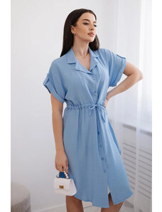 K-Fashion Viskózové šaty se zavazováním v pase modrý