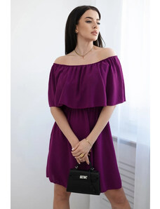 K-Fashion Španělské šaty s pasem švestka