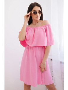 K-Fashion Španělské šaty s pasem světle růžová