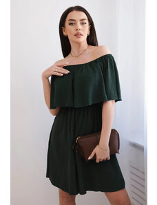 K-Fashion Španělské šaty s pasem tmavě zelená