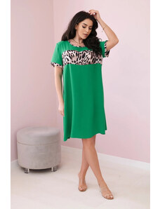 K-Fashion Šaty s leopardím potiskem jasně zelená