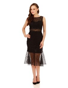 Carmen Black Lace Ruffles Short Evening Dress