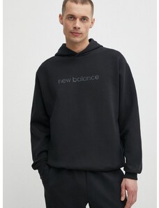 Mikina New Balance MT41571BK pánská, černá barva, s kapucí, s aplikací, MT41571BK