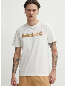 Bavlněné tričko Timberland béžová barva, s potiskem, TB0A5UPQCM91