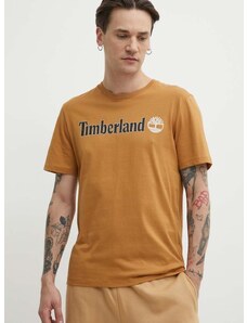 Bavlněné tričko Timberland hnědá barva, s potiskem, TB0A5UPQP471