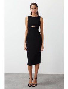 Trendyol Black Window/Cut Out Detailed Shiny Stone Elegant Evening Dress
