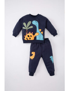 DEFACTO Baby Boy Dinosaur Printed Sweatshirt Sweatpants 2 Piece Set