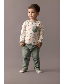 DEFACTO Baby Boy Safari Printed Sweatshirt Sweatpants 2 Piece Set
