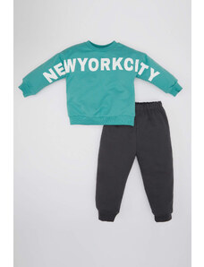 DEFACTO Baby Boy Printed Sweatshirt Sweatpants 2 Piece Set