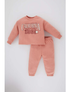 DEFACTO Baby Girl Slogan Printed Sweatshirt Sweatpants 2 Piece Set