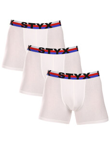 3PACK pánské boxerky Styx long sportovní guma bílé trikolóra (3U2061)