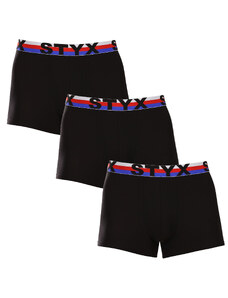 3PACK pánské boxerky Styx sportovní guma černé trikolóra (3G1960)