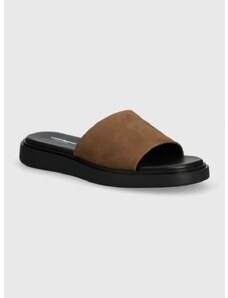 Semišové pantofle Vagabond Shoemakers CONNIE dámské, hnědá barva, na platformě, 5757-250-19